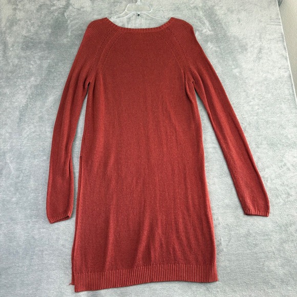 Moth Anthropologie M Dress Orange Knit Long Sleeve Casual Sweater Slits Stretch - Picture 3 of 11